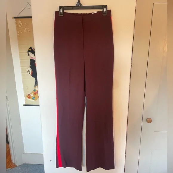 Express Size Small Maroon Red Stripe Trouser Business Casual Comfy Colorful cute - Picture 4 of 5